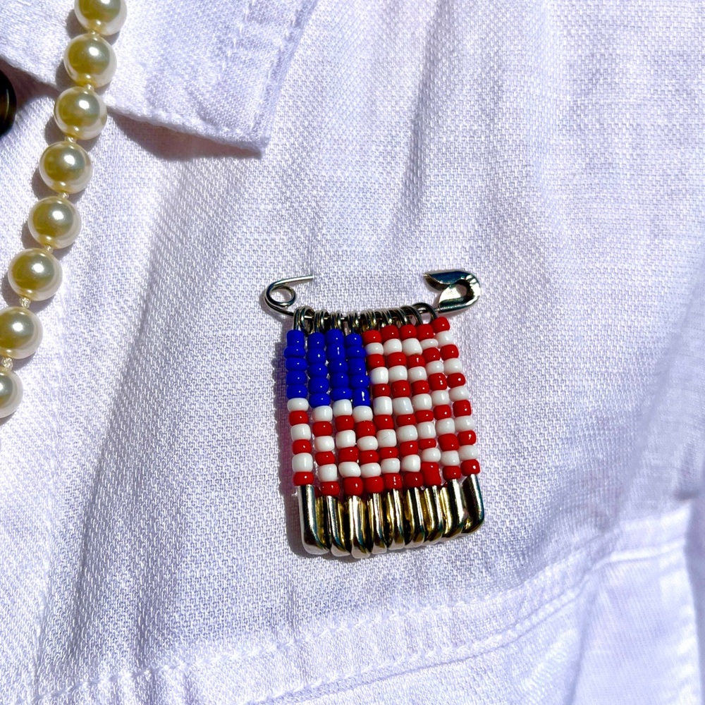 Handcrafted American Flag Pin Brooch 250th Anniversary Birthday